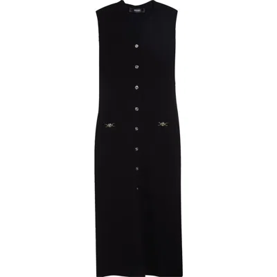 Versace Medusa Sleeveless Virgin Wool & Cashmere Sweater Dress In Black