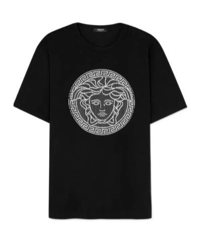 Versace Medusa Sliced Crewneck T-shirt In Black