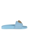 Versace Woman Sandals Sky Blue Size 5 Plastic In Blue