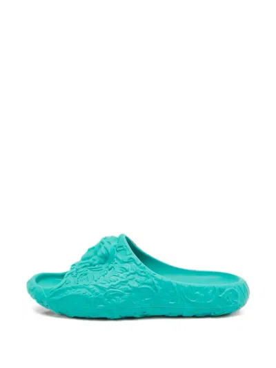 Pre-owned Versace Medusa Slides In Blue