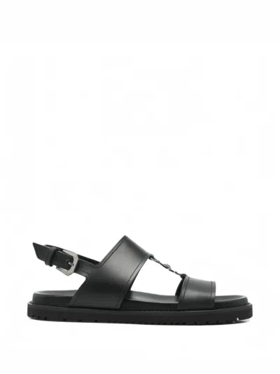 Pre-owned Versace Medusa Slingback Sandals In Black