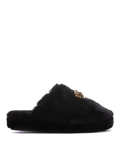 Versace Medusa Slippers In Black