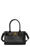 Versace Medusa Small Belted Leather Tote In Black- Gold