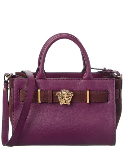 Versace Medusa Small Leather & Suede Tote In Purple