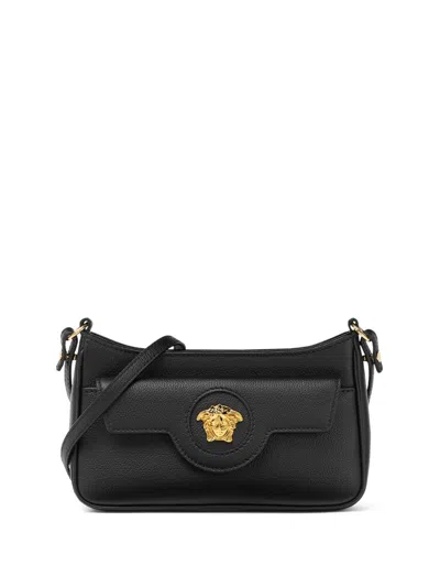Versace Medusa Small Leather Shoulder Bag In Black  