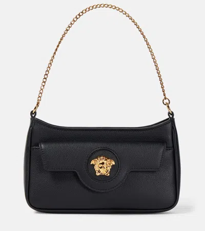 Versace Medusa Small Leather Shoulder Bag In Black