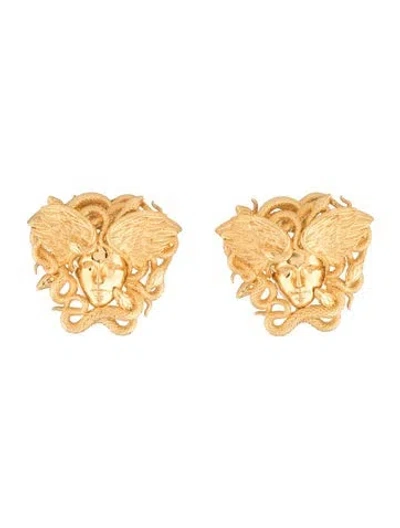 Pre-owned Versace Medusa Snake Wing Drop Earrings In Multicolor