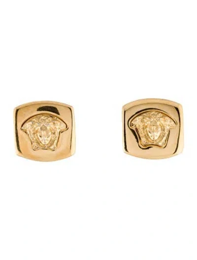 Pre-owned Versace Medusa Square Clip-on Earrings In Multi