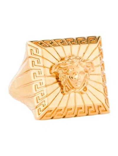 Pre-owned Versace Medusa Square Cocktail Ring In Multi