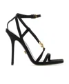 Versace Medusa Square-toe Satin Sandals In Black