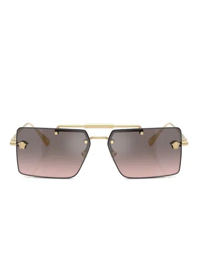 Versace Medusa Square-frame Sunglasses In Gray
