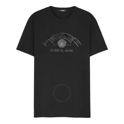 Versace Medusa Stamp 3d Round-neck T-shirt In Black