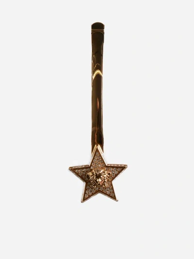 Versace Star Embellished Hair Pin In  Gold-crystal