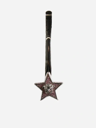 Versace Star Embellished Hair Pin In Palladium-rose