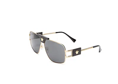 Pre-owned Versace Medusa Steel Sunglasses In Gold (ve2251/100287)