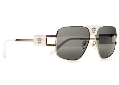 Pre-owned Versace Medusa Steel Sunglasses In Gold (ve2251/147187)