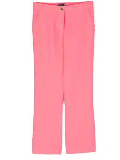 Versace Kids' Medusa Straight-leg Trousers In Pink
