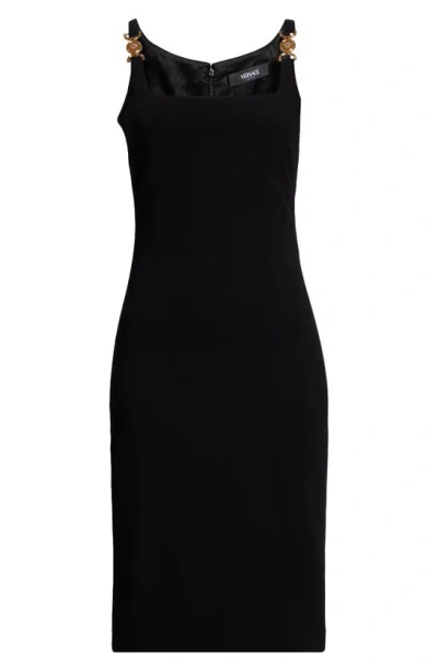 Versace Midi Cowl Neck Sleeveless Dress In Black