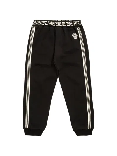 Versace Kids' Medusa Stripe Track Pants In Black