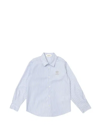 Versace Kids' Medusa Stripe-print Shirt In Blue