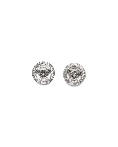 Pre-owned Versace Medusa Stud Earrings In Silver