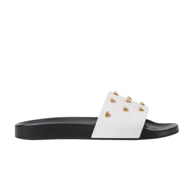 Pre-owned Versace Medusa Stud Leather Slide 'white' | Men's Size 43