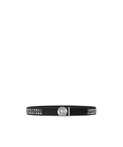 Versace Medusa Studded Belt In Black