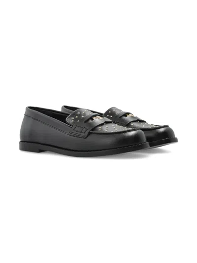 Versace Kids' Medusa Studded Leather Loafers In Black