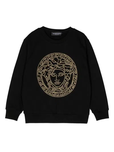 Versace Kids' Medusa-studded Sweatshirt In Black