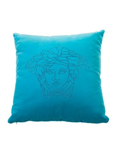 Pre-owned Versace Medusa Studs Cushion In Blue