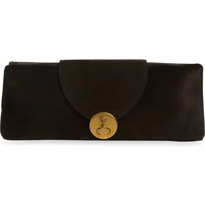Versace Medusa Suede Clutch In Black