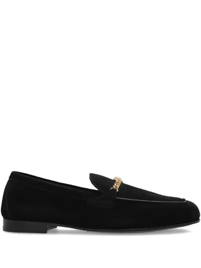 Versace Medusa Suede Loafers In Black
