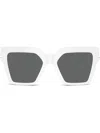 Versace Logo-embossed Square-frame Sunglasses In White