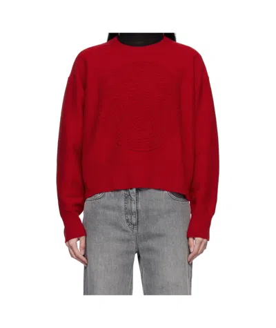 Versace Red Medusa Wool-blend Knit Towel Sweater In 1rb30 Lipstick Red