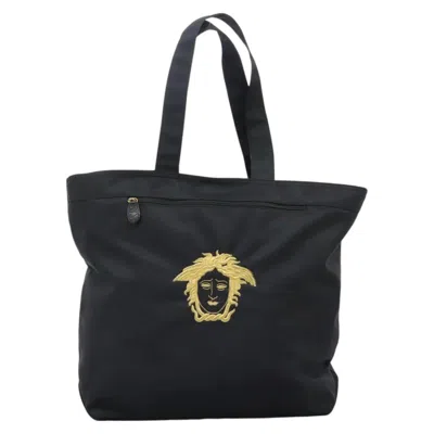 Pre-owned Versace Medusa Synthetic Tote Bag () In Black
