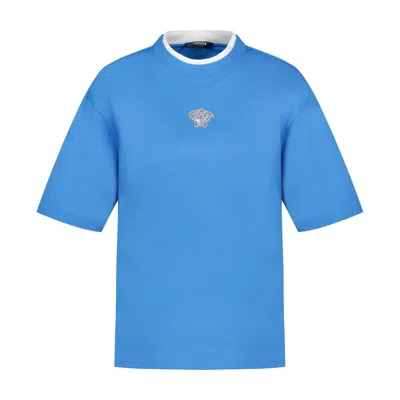 Versace Medusa T Shirt In Blue