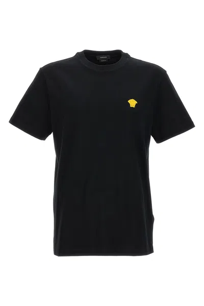 Tシャツ・カットソー VERSACE FW25 Black cotton t-shirt (10084811A08489 1B000) Versace T-shirt Compact Cotton Jersey Fabric And Medusa Pop