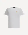 Versace White Crewneck T-shirt With Medusa Embroidery On The Front In Cotton Man In Multi