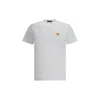 Versace White Crewneck T-shirt With Medusa Embroidery On The Front In Cotton Man In Multi