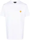 Versace White Crewneck T-shirt With Medusa Embroidery On The Front In Cotton Man