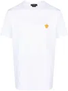Versace White Crewneck T-shirt With Medusa Embroidery On The Front In Cotton Man