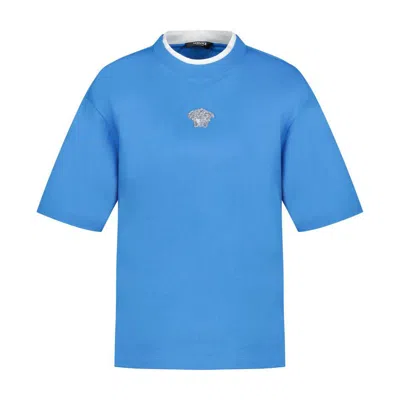 Versace Medusa T Shirt In Blue