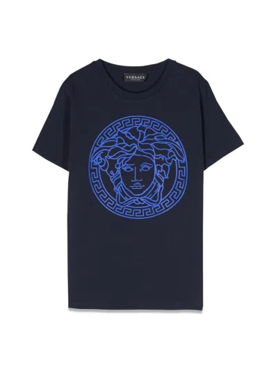 Versace Kids' Medusa Head 印花棉t恤 In Blue