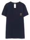 Versace Logo-print Stretch-cotton T-shirt In Blue