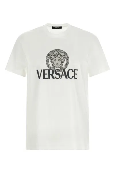 Versace Jersey Cotton T-shirt With Iconic Print In White