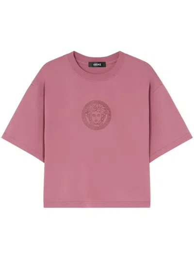 Versace T-shirt Court Medusa In Rose