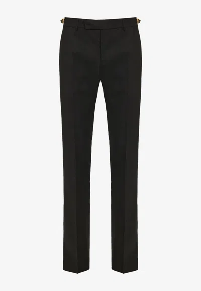 Versace Medusa Tailored Wool Pants In Black