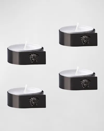 Versace Medusa Tea Lights, Set Of 4 In Blue