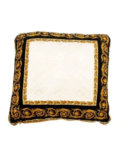 Pre-owned Versace Medusa Throw Pillow In White