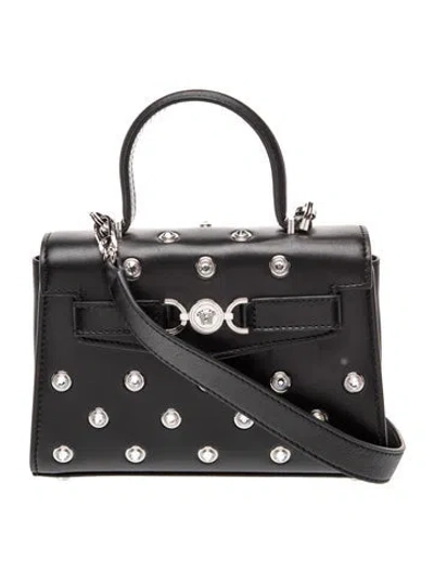 Pre-owned Versace Medusa Top Handle Bag In Black